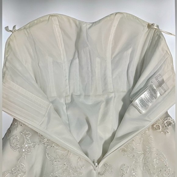 Oleg Cassini | Vintage Enhanced Beading, Strapless, Tea Length Wedding Dress - Picture 11 of 15